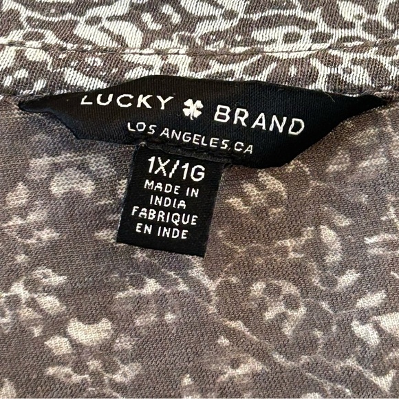 Lucky Brand Gray 3/4 Sleeve Boxy Blouse Plus Size 1X - Picture 7 of 8